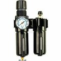 Arrow Pneumatics Arrow 1/4" Modular F/R & Lubricator W/End Ports C70352, Gauge, Poly Bowl, Manual C70352